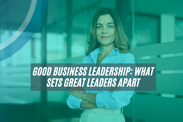Confident female business leader standing in a modern office, embodying strong leadership qualities.